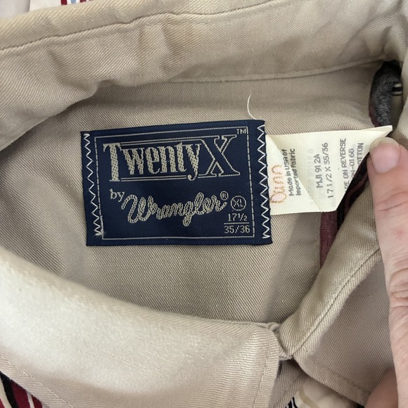 Wrangler 20X Men's XL Western Button Down Shirt Striped 17.5x35/36 Cotton Rodeo - Picture 8 of 10